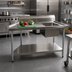 Thumbnail image #2 for BK Resources 48-Inch x 30-Inch 18/304 Stainless Steel Sink Table with Right-Side Prep Sink and 6-Inch Riser