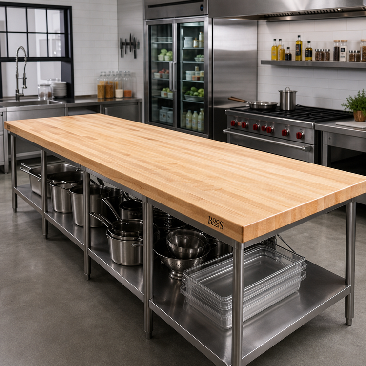 Product image #2 for John Boos Boos Block 84" x 27" Maple Kitchen Countertop, Blended Edge Grain, 1-1/2" Thick, Penetrating Oil Finish