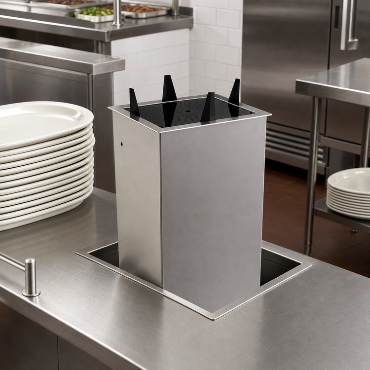 Product image #2 for Atlas Metal Drop-In Oval Platter Dispenser, Stainless Steel, Unheated