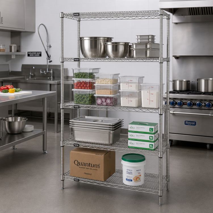 Product image #2 for Quantum 60-Inch x 12-Inch x 63-Inch Stationary Wire Shelving Starter Kit, 4 Shelves, 304 Stainless Steel
