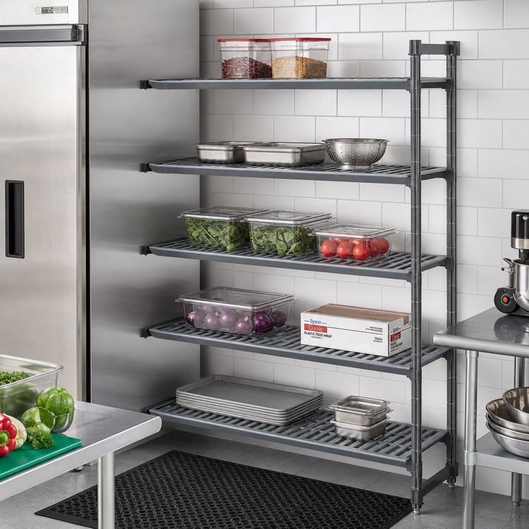 Product image #2 for Cambro Camshelving Basics Plus 5-Tier Louvered Polymer Add-On Shelving Unit, 21 x 48 x 64 Inches, Brushed Graphite