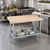 Thumbnail image #2 for Advance Tabco 36 Inch x 36 Inch Maple Top Work Table with Galvanized Base and Adjustable Undershelf