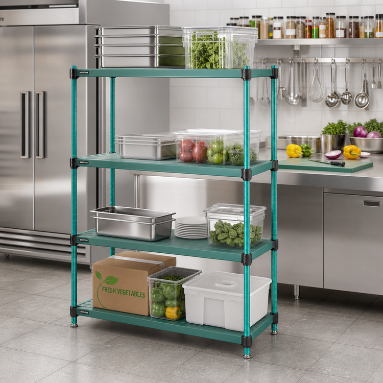 Product image #2 for QuadPlus Solid Green Polymer Shelf Mat with Quad-Adjust Wire Frame, 42 x 21 Inches