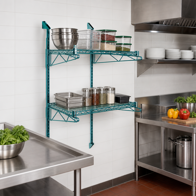 Product image #2 for Quantum Wall-Mounted Cantilever Single Shelf Starter Unit with 54-Inch Posts