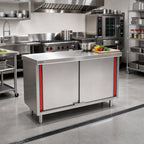Thumbnail image #2 for Eagle Group Spec-Master CB24120SEM 120 x 24-Inch Enclosed Stainless Steel Work Table, 14-Gauge 304 Top, Marine Edge, Sliding Doors