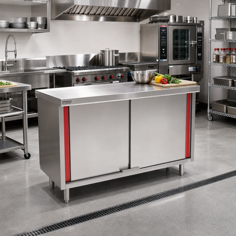 Product image #2 for Eagle Spec-Master Marine Counter Edge Enclosed Work Table with Sliding Doors, 120 x 24 Inches, Stainless Steel