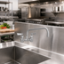 Thumbnail image #2 for Stainless Steel 4-Inch Center Backsplash Faucet with 6-Inch Swing Spout and Lever Handles