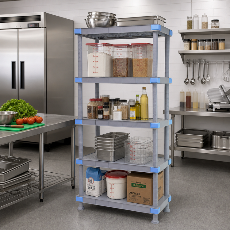 Product image #2 for Millenia 24"W x 21"D x 50"H Gray Polymer Solid Shelving Starter Unit with 5 Shelves