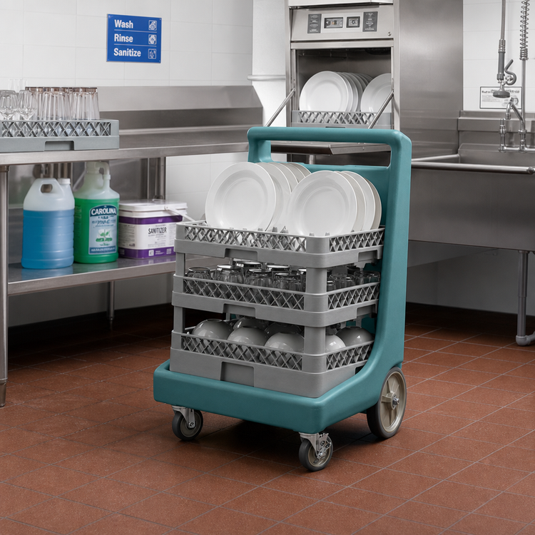 Product image #3 for Cambro Camdolly® Polyethylene Dish Rack Dolly with Handle, 350 lb Capacity, Slate Blue