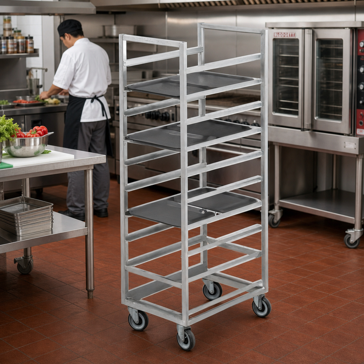 Product image #2 for Channel Manufacturing 304 Stainless Steel Mobile Cafeteria Tray Rack, Single Section, End Load, 40-Tray Capacity