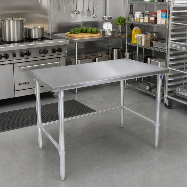Product image #2 for John Boos Stallion 48" x 24" 14-Gauge Stainless Steel Flat Top Work Table with Galvanized Base