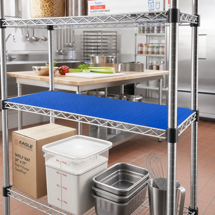 Product image #2 for Eagle Group QuadPlus 30" x 21" Solid Blue Polymer Shelf Mat with Quad-Adjust Frame