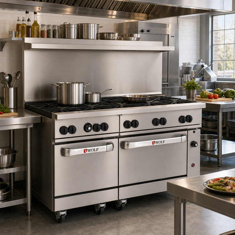 Product image #2 for Wolf Challenger XL 60-Inch Gas Restaurant Range with 10 Open Burners and 2 Standard Ovens