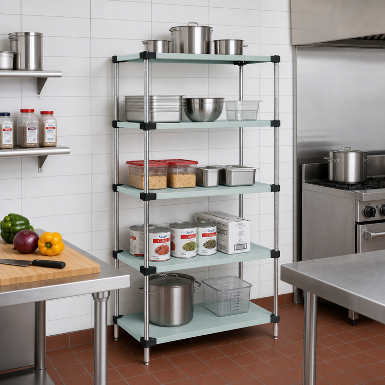 Product image #2 for Quantum 24" x 24" x 54" Solid Stainless Steel Shelving Starter Kit, 600-800 lb Capacity
