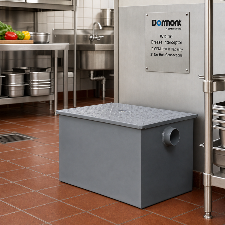 Product image #2 for Dormont WD-10 Epoxy-Coated Steel Grease Interceptor, 10 GPM, 20 lb Capacity, 2-Inch No-Hub Connections
