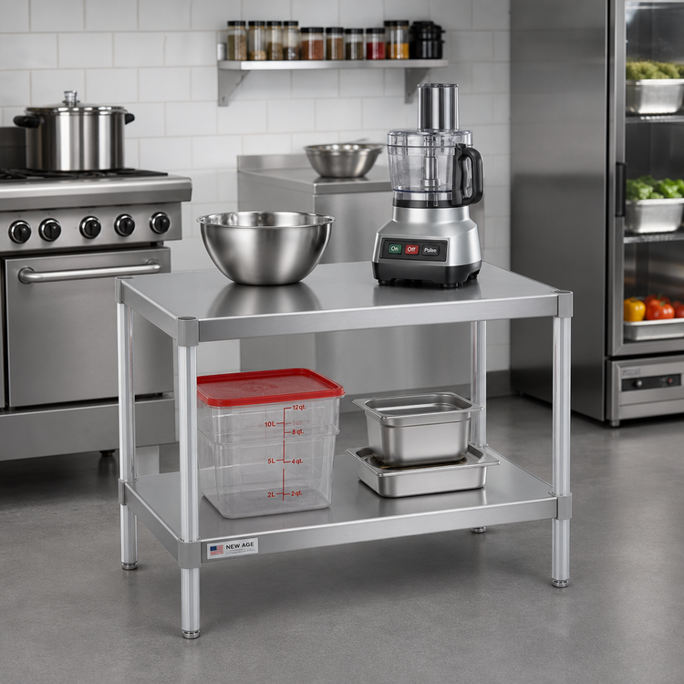 Product image #2 for New Age Modular Aluminum Equipment Stand with 2 Adjustable Solid Shelves, 42 x 20 x 36 Inches