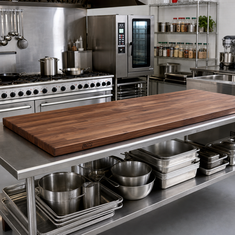 Product image #2 for Boos Block American Black Walnut Kitchen Countertop with Blended Rails and Edge Grain Construction, 132 x 25 x 1-1/2 Inch, Oil Finish