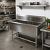 Thumbnail image #2 for John Boos Pro-Bowl 3-Compartment Stainless Steel Sink with Legs and 10-Inch Boxed Backsplash