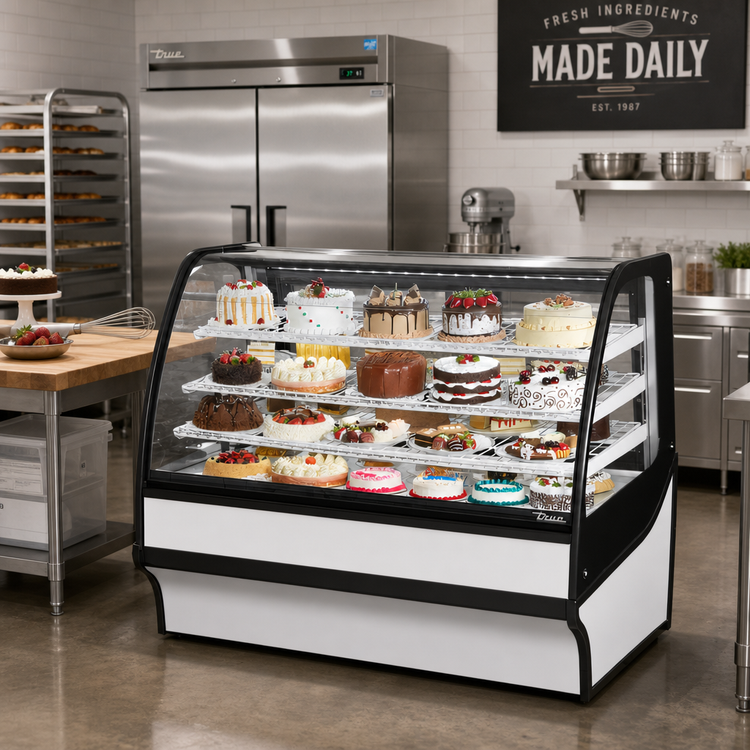 Product image #3 for True 59-1/4-Inch Curved Glass Refrigerated Bakery Display Case with Glass End Panels