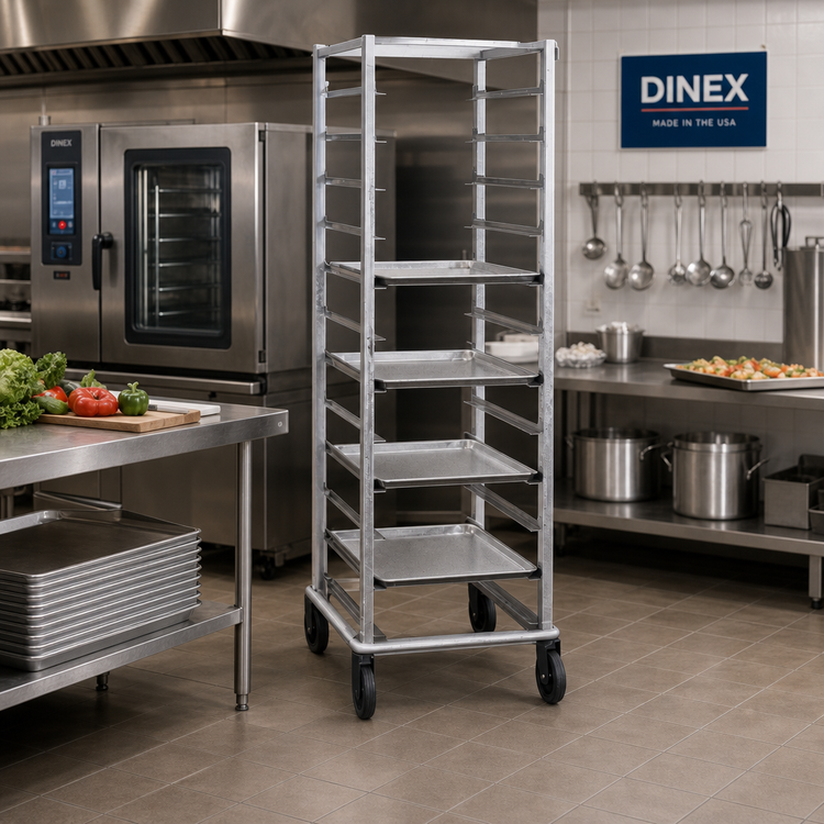 Product image #2 for Dinex Mobile Full-Height Open-Side Aluminum Pan Rack for 20 Full-Size 18 x 26 Pans