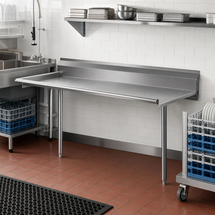 Product image #2 for 72-Inch Straight Clean Dishtable with 9-Inch Backsplash, Right-to-Left