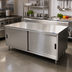 Thumbnail image #2 for 72 Inch x 30 Inch Stainless Steel Chef Table with Cabinet Base, Sliding Doors, and 5 Inch Backsplash