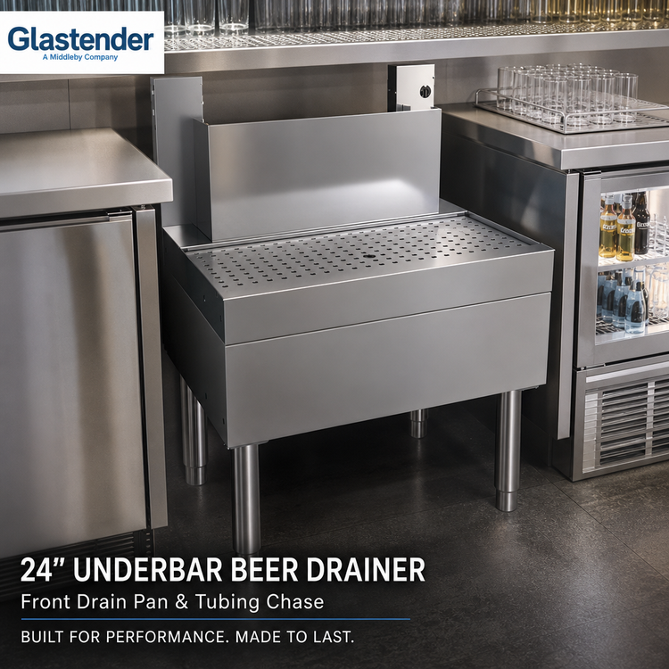 Product image #2 for Glastender 24-Inch Stainless Steel Underbar Beer Drainer with Front Drain Pan and Tubing Chase