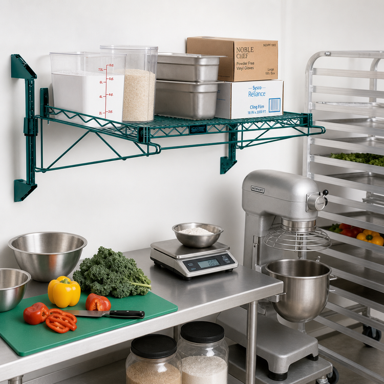 Product image #2 for Quantum Cantilever Single Shelf Post Wall-Mount Shelf Kit, 24 x 18 Inch, Green Epoxy