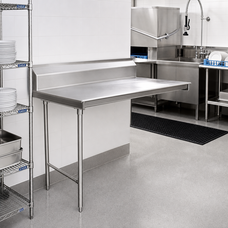 Product image #2 for Eagle Group Straight Clean Dish Table, Left-to-Right, 30 x 30 Inch, 16-Gauge 304 Stainless Steel Top