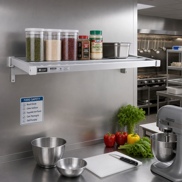 Product image #3 for New Age C2448HD Heavy-Duty Adjustable Wall-Mounted Shelf, 24 x 48 Inch, Aluminum