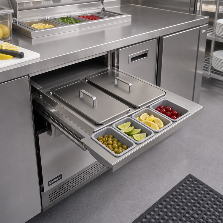 Product image #2 for Glastender Side-Serviced Low-Profile Condiment Drawer Insert for 16-Inch Door Opening, 12-Cup Capacity