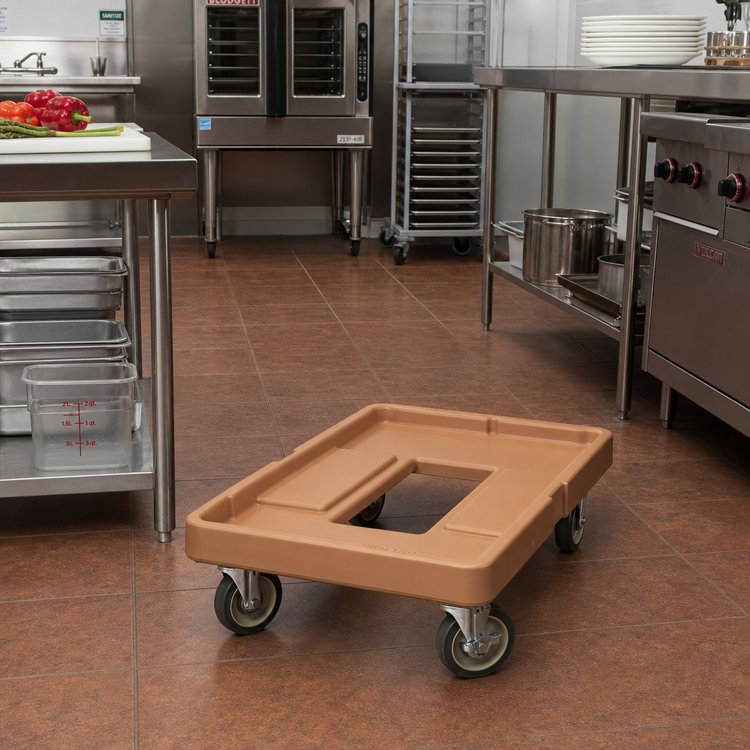 Product image #3 for Cambro Camdolly Open-Frame Food Carrier Dolly, 300 lb Capacity, Coffee Beige
