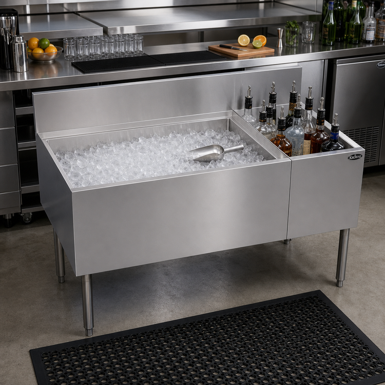 Product image #2 for Krowne Royal Series 48-Inch Underbar Multi-Station Ice Bin with Bottle Well and 10-Circuit Cold Plate