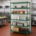 Thumbnail image #2 for Steel Works Stainless Heavy-Duty 5-Tier Wire Shelving Unit with 84-Inch Posts, 18 x 42 Inches, Green Epoxy Coated