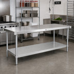 Thumbnail image #2 for John Boos GSK8-3084 84 x 30-Inch 18-Gauge Galvanized Steel Work Table Undershelf, Knockdown
