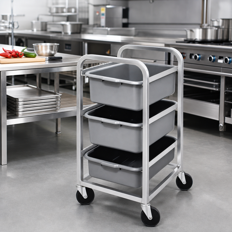 Product image #3 for Single-Section Aluminum 3-Level End-Load Bus Box Cart