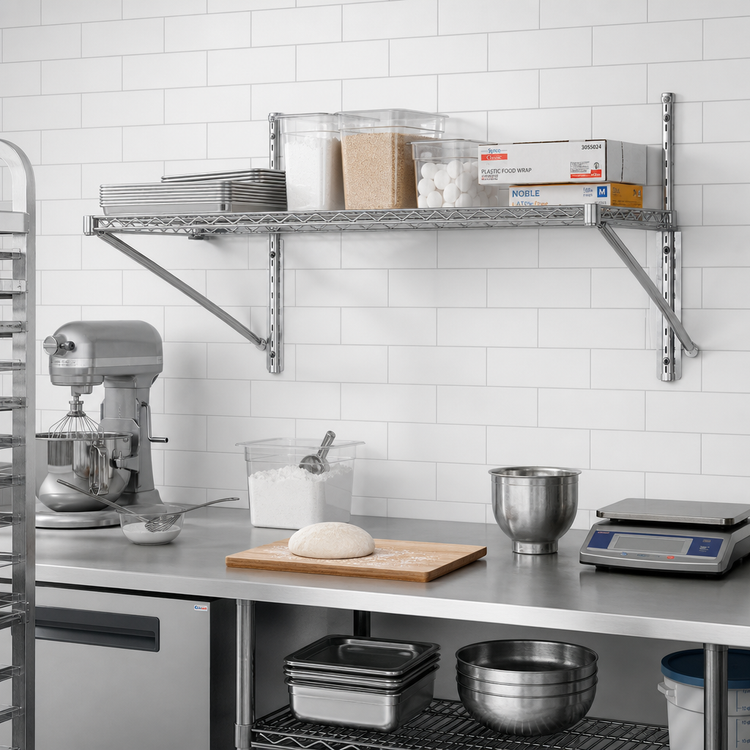 Product image #2 for WalStor Modular Wall-Mounted Wire Shelf Kit, Single Shelf, 36 x 18 Inches, Zinc Finish