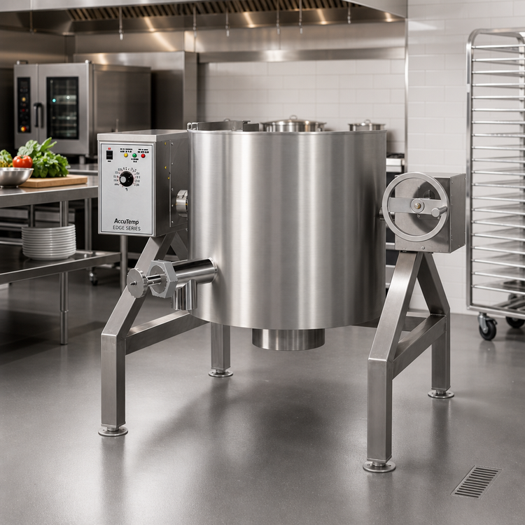Product image #2 for AccuTemp Edge Series 40 Gallon Gas Tilting Steam Kettle, 2/3 Jacketed, 316 Stainless Steel Liner