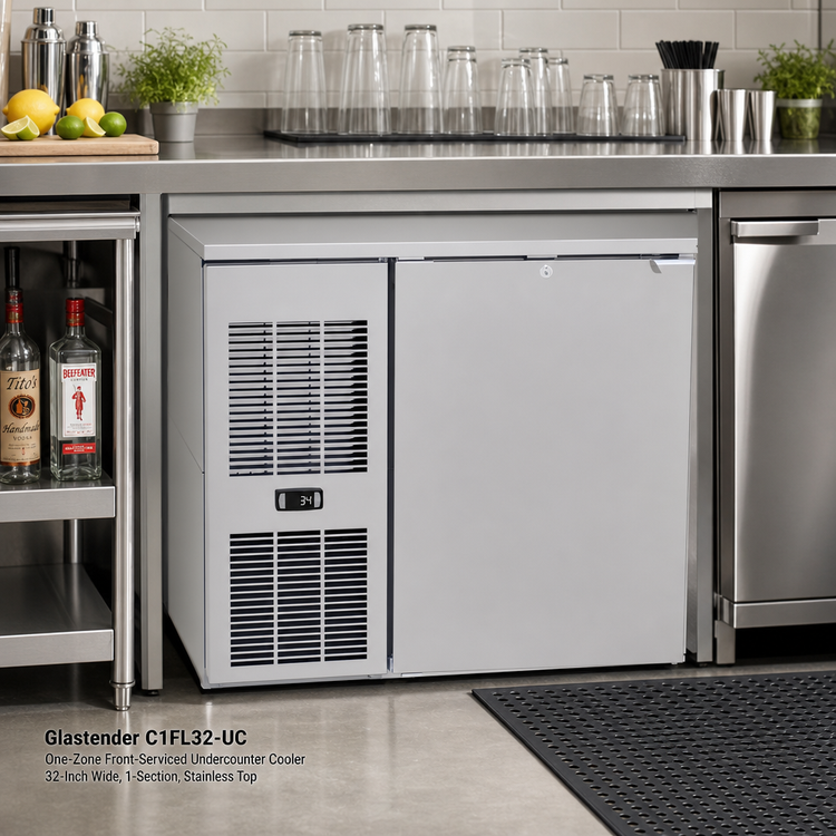 Product image #2 for Glastender C1FL32-UC One-Zone Front-Serviced Undercounter Cooler, 32-Inch Wide, 1-Section, Stainless Top