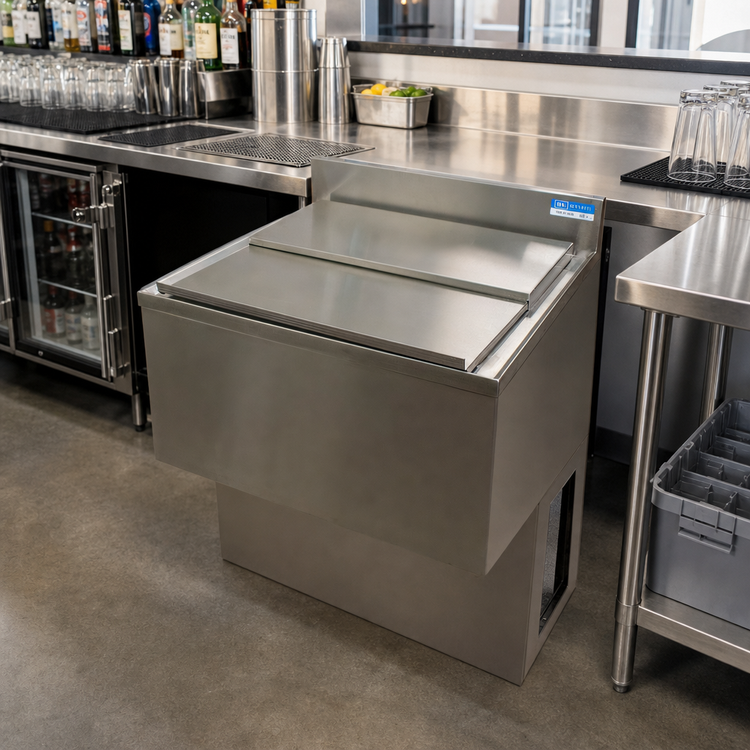 Product image #2 for BK Resources 48-Inch Underbar Ice Bin with Sliding Cover, 167 lb Capacity