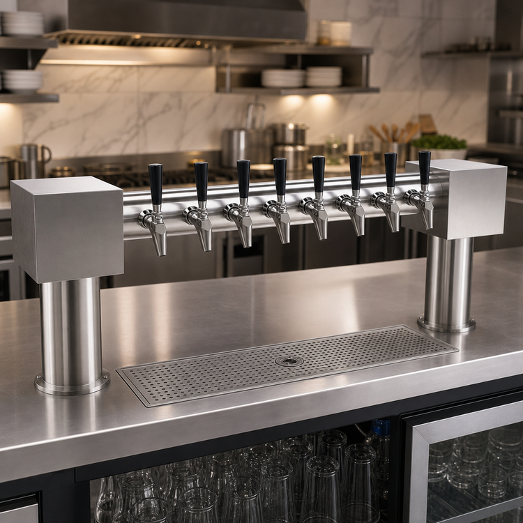 Product image #2 for Krowne Hammer Head 8-Faucet Glycol-Cooled Beer Tower, 40-Inch Countertop Mount, Brushed Stainless Steel