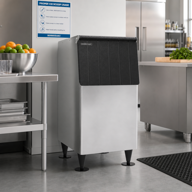 Product image #2 for Hoshizaki BD-300SF Stainless Steel Ice Storage Bin, 300 lb Capacity, Top-Hinged Front Door