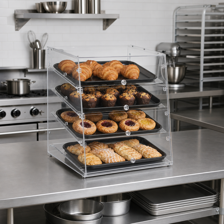 Product image #2 for Vollrath 18-1/2-Inch Wide Countertop Slant-Front Full-Service Non-Refrigerated Bakery Display Case with Split Rear Door and 4 Trays