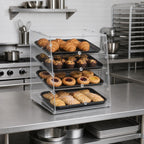 Thumbnail image #2 for Vollrath KDC1418-4R-06 18-1/2-Inch Countertop Slant-Front Full-Service Non-Refrigerated Acrylic Bakery Display Case with Split Rear Door and 4 Trays