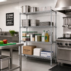 Thumbnail image #2 for Quantum WR86-2436S Stationary 304 Stainless Steel Wire Shelving Starter Unit, 36"W x 24"D x 86"H, 4 Shelves, 4 Posts