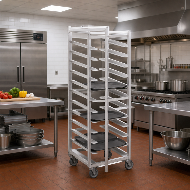 Product image #2 for Channel Trapezoidal Single-Section Aluminum Cafeteria Tray Rack for 15 x 20 Trays