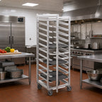 Thumbnail image #2 for Channel Manufacturing T448A Single-Section Trapezoidal Aluminum Cafeteria Tray Rack, End Load, 20-Tray, 15 x 20 Trays