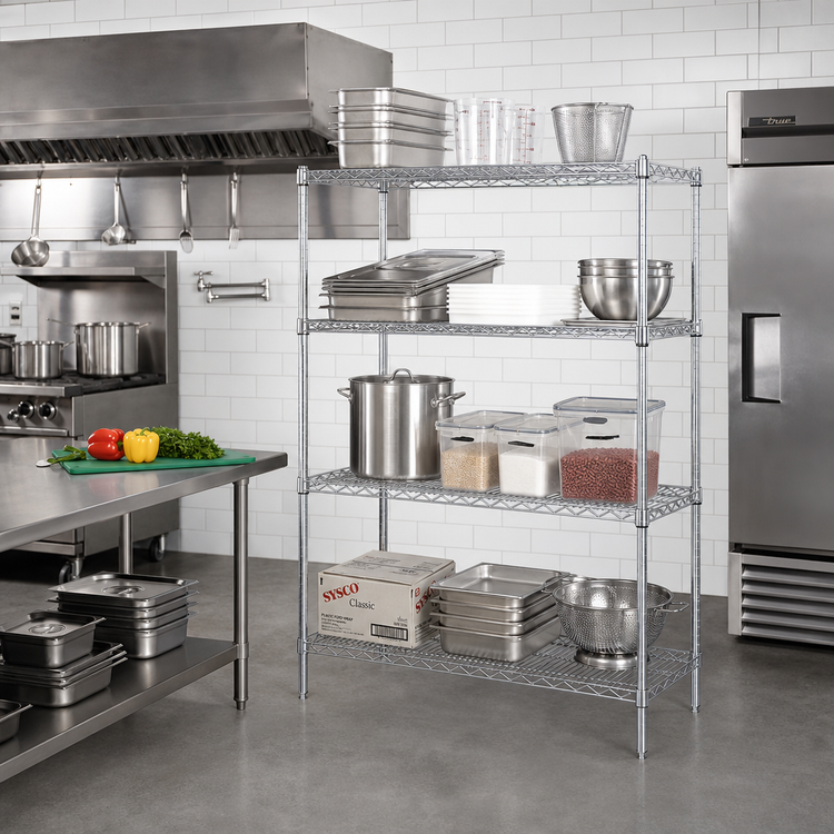 Product image #2 for Metro Super Erecta Chrome-Plated Stationary Starter Wire Shelving Unit, 48"W x 18"D x 63"H