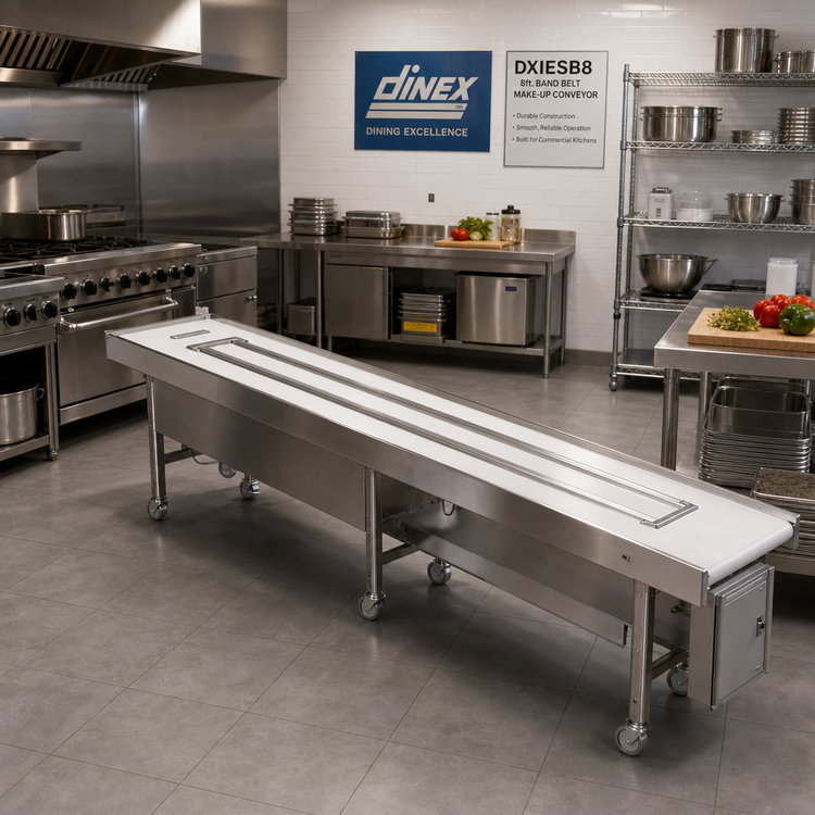 Product image #2 for Dinex DXIESB8 8 ft. Band Belt Tray Make-Up Conveyor