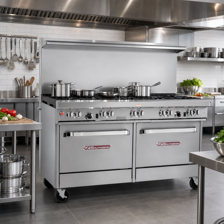 Product image #2 for Ultimate 60-Inch Gas Restaurant Range with 9 Open Burners and 2 Convection Ovens